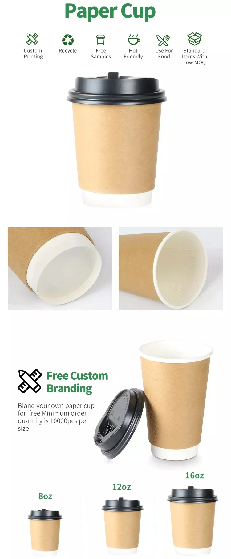 Cheap Price Food Grade Thick Single Wall Kraft Paper Cup for Coffee